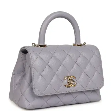 Chanel Chanel Micro Coco Top Handle Flap Light Purple Shiny Caviar Light Gold Hardware | Thumbnail 2 Chanel Chanel Micro Coco Top Handle Flap Light Purple Shiny Caviar Light Gold Hardware | Thumbnail 2