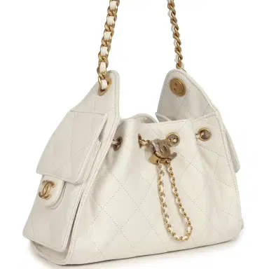 Chanel Chanel Mini 25 Hobo Bag White Caviar Antique Gold Hardware | Thumbnail 2 Chanel Chanel Mini 25 Hobo Bag White Caviar Antique Gold Hardware | Thumbnail 2