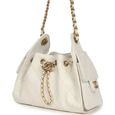 Chanel Chanel Mini 25 Hobo Bag White Caviar Antique Gold Hardware | Thumbnail 5 Chanel Chanel Mini 25 Hobo Bag White Caviar Antique Gold Hardware | Thumbnail 5