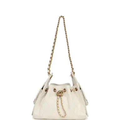 Chanel Chanel Mini 25 Hobo Bag White Caviar Antique Gold Hardware | Thumbnail 6 Chanel Chanel Mini 25 Hobo Bag White Caviar Antique Gold Hardware | Thumbnail 6