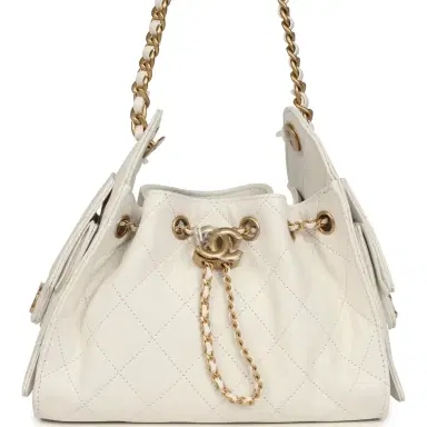 Chanel Chanel Mini 25 Hobo Bag White Caviar Antique Gold Hardware | Thumbnail 1 Chanel Chanel Mini 25 Hobo Bag White Caviar Antique Gold Hardware | Thumbnail 1