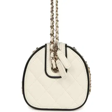 Chanel Chanel Mini Timeless Classic Barrel Bag with Chain White and Black Lambskin Light Gold Hardware | Thumbnail 3 Chanel Chanel Mini Timeless Classic Barrel Bag with Chain White and Black Lambskin Light Gold Hardware | Thumbnail 3