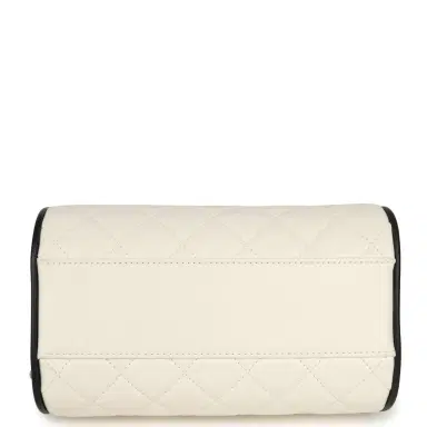 Chanel Chanel Mini Timeless Classic Barrel Bag with Chain White and Black Lambskin Light Gold Hardware | Thumbnail 6 Chanel Chanel Mini Timeless Classic Barrel Bag with Chain White and Black Lambskin Light Gold Hardware | Thumbnail 6