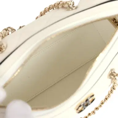 Chanel Chanel Mini Timeless Classic Barrel Bag with Chain White and Black Lambskin Light Gold Hardware | Thumbnail 8 Chanel Chanel Mini Timeless Classic Barrel Bag with Chain White and Black Lambskin Light Gold Hardware | Thumbnail 8