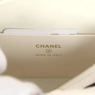 Chanel Chanel Mini Timeless Classic Barrel Bag with Chain White and Black Lambskin Light Gold Hardware | Thumbnail 9 Chanel Chanel Mini Timeless Classic Barrel Bag with Chain White and Black Lambskin Light Gold Hardware | Thumbnail 9