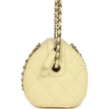 Chanel Chanel Mini Timeless Classic Barrel Bag with Chain Yellow Shiny Caviar Light Gold Hardware | Thumbnail 3 Chanel Chanel Mini Timeless Classic Barrel Bag with Chain Yellow Shiny Caviar Light Gold Hardware | Thumbnail 3
