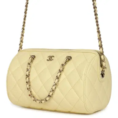 Chanel Chanel Mini Timeless Classic Barrel Bag with Chain Yellow Shiny Caviar Light Gold Hardware | Thumbnail 5 Chanel Chanel Mini Timeless Classic Barrel Bag with Chain Yellow Shiny Caviar Light Gold Hardware | Thumbnail 5