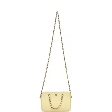 Chanel Chanel Mini Timeless Classic Barrel Bag with Chain Yellow Shiny Caviar Light Gold Hardware | Thumbnail 7 Chanel Chanel Mini Timeless Classic Barrel Bag with Chain Yellow Shiny Caviar Light Gold Hardware | Thumbnail 7
