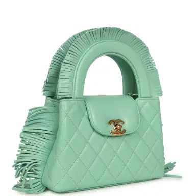 Chanel Chanel Small Fringe Kelly Green Lambskin Gold Hardware | Thumbnail 2 Chanel Chanel Small Fringe Kelly Green Lambskin Gold Hardware | Thumbnail 2