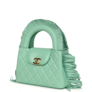 Chanel Chanel Small Fringe Kelly Green Lambskin Gold Hardware | Thumbnail 5 Chanel Chanel Small Fringe Kelly Green Lambskin Gold Hardware | Thumbnail 5