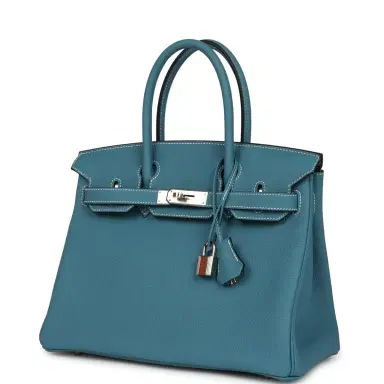 HERMÈS Hermes Birkin 30 Blue Jean Togo Palladium Hardware | Thumbnail 5 HERMÈS Hermes Birkin 30 Blue Jean Togo Palladium Hardware | Thumbnail 5