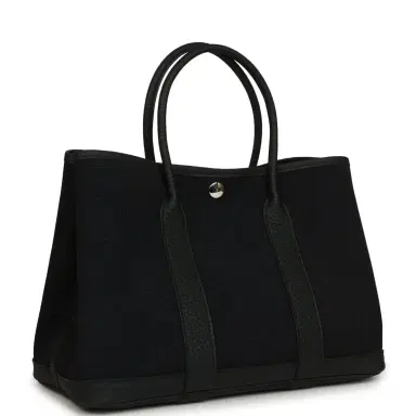 HERMÈS Hermes Garden Party 30 Black Toile and Negonda Palladium Hardware | Thumbnail 2 HERMÈS Hermes Garden Party 30 Black Toile and Negonda Palladium Hardware | Thumbnail 2