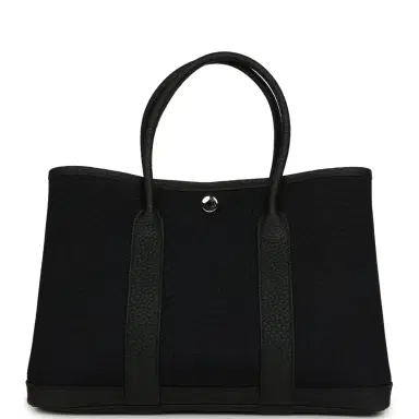 HERMÈS Hermes Garden Party 30 Black Toile and Negonda Palladium Hardware | Thumbnail 4 HERMÈS Hermes Garden Party 30 Black Toile and Negonda Palladium Hardware | Thumbnail 4