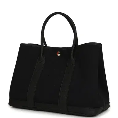 HERMÈS Hermes Garden Party 30 Black Toile and Negonda Palladium Hardware | Thumbnail 5 HERMÈS Hermes Garden Party 30 Black Toile and Negonda Palladium Hardware | Thumbnail 5