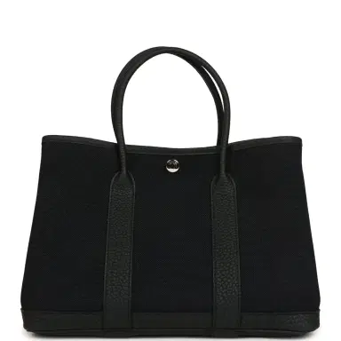 HERMÈS Hermes Garden Party 30 Black Toile and Negonda Palladium Hardware | Thumbnail 1 HERMÈS Hermes Garden Party 30 Black Toile and Negonda Palladium Hardware | Thumbnail 1
