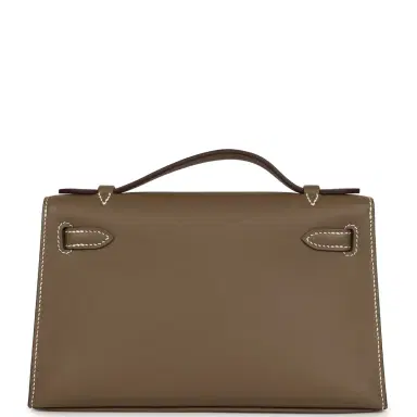HERMÈS Hermes Kelly Pochette Etoupe Swift Palladium Hardware | Thumbnail 4 HERMÈS Hermes Kelly Pochette Etoupe Swift Palladium Hardware | Thumbnail 4