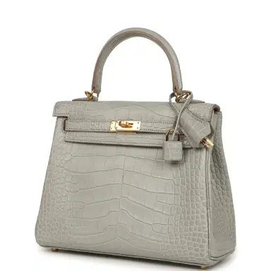 HERMÈS Hermes Kelly Retourne 25 Gris Perle Matte Alligator Gold Hardware | Thumbnail 5 HERMÈS Hermes Kelly Retourne 25 Gris Perle Matte Alligator Gold Hardware | Thumbnail 5