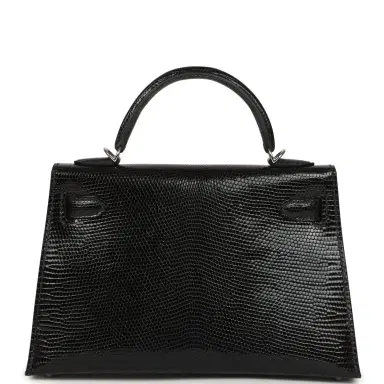 HERMÈS Hermes Kelly Sellier 20 Black Shiny Lizard Palladium Hardware | Thumbnail 4 HERMÈS Hermes Kelly Sellier 20 Black Shiny Lizard Palladium Hardware | Thumbnail 4