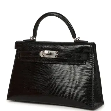 HERMÈS Hermes Kelly Sellier 20 Black Shiny Lizard Palladium Hardware | Thumbnail 5 HERMÈS Hermes Kelly Sellier 20 Black Shiny Lizard Palladium Hardware | Thumbnail 5