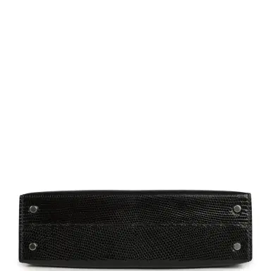 HERMÈS Hermes Kelly Sellier 20 Black Shiny Lizard Palladium Hardware | Thumbnail 6 HERMÈS Hermes Kelly Sellier 20 Black Shiny Lizard Palladium Hardware | Thumbnail 6
