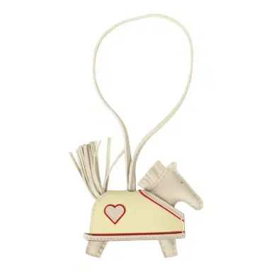 HERMÈS Hermes Rodeo Robeo Coeur Charm PM Craie, Jaune Milton & Rouge Radieux Milo Lambskin | Thumbnail 2 HERMÈS Hermes Rodeo Robeo Coeur Charm PM Craie, Jaune Milton & Rouge Radieux Milo Lambskin | Thumbnail 2
