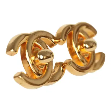 Chanel Vintage Chanel 24K Gold Plated Small CC Turnlock Earrings | Thumbnail 2 Chanel Vintage Chanel 24K Gold Plated Small CC Turnlock Earrings | Thumbnail 2