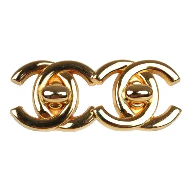 Chanel Vintage Chanel 24K Gold Plated Small CC Turnlock Earrings | Thumbnail 1 Chanel Vintage Chanel 24K Gold Plated Small CC Turnlock Earrings | Thumbnail 1
