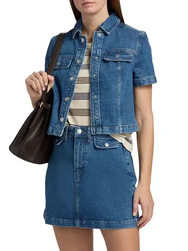 PAIGE Women's Elly Crop Denim Shirt - Laguna - Size XS | Thumbnail 3 PAIGE Women's Elly Crop Denim Shirt - Laguna - Size XS | Thumbnail 3