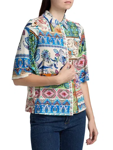 Johnny Was Women's The Janie Printed Shirt - Armeria Mix | Thumbnail 4 Johnny Was Women's The Janie Printed Shirt - Armeria Mix | Thumbnail 4