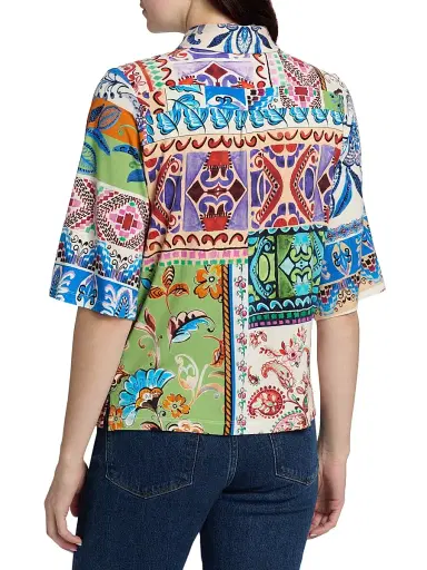 Johnny Was Women's The Janie Printed Shirt - Armeria Mix | Thumbnail 5 Johnny Was Women's The Janie Printed Shirt - Armeria Mix | Thumbnail 5