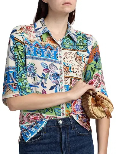 Johnny Was Women's The Janie Printed Shirt - Armeria Mix | Thumbnail 6 Johnny Was Women's The Janie Printed Shirt - Armeria Mix | Thumbnail 6