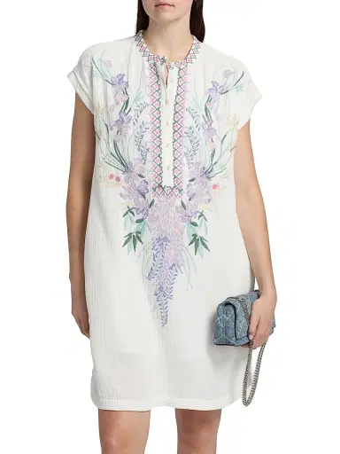 Johnny Was Women's Mishti Floral Cotton Minidress - Natural | Thumbnail 3 Johnny Was Women's Mishti Floral Cotton Minidress - Natural | Thumbnail 3