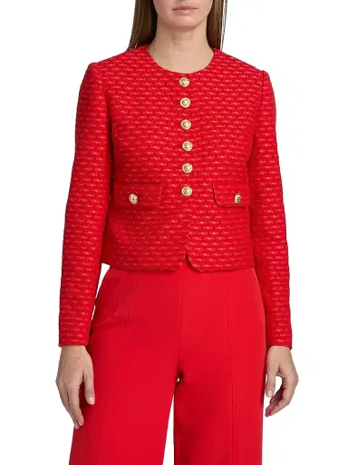 Elie Tahari Women's The Marlena Woven Jacket - Poppy Glow - Size XL | Thumbnail 3 Elie Tahari Women's The Marlena Woven Jacket - Poppy Glow - Size XL | Thumbnail 3