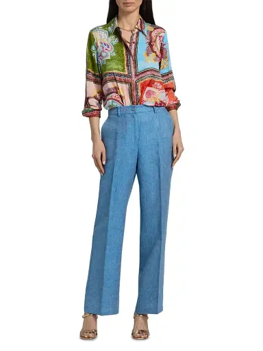 Elie Tahari Women's The Edna Pintuck Pants - Celestial Blue | Thumbnail 2 Elie Tahari Women's The Edna Pintuck Pants - Celestial Blue | Thumbnail 2