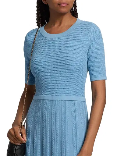 Elie Tahari Women's The Vesper Cable-Knit Sweaterdress - Fountain Blue - Size XL | Thumbnail 6 Elie Tahari Women's The Vesper Cable-Knit Sweaterdress - Fountain Blue - Size XL | Thumbnail 6