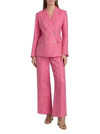 Elie Tahari Women's The Kenna Double-Breasted Linen Blazer - Plum Rose - Size 10 | Thumbnail 2 Elie Tahari Women's The Kenna Double-Breasted Linen Blazer - Plum Rose - Size 10 | Thumbnail 2