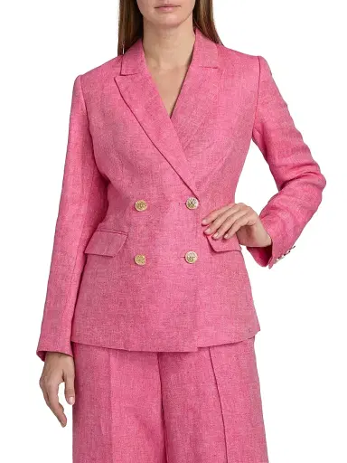 Elie Tahari Women's The Kenna Double-Breasted Linen Blazer - Plum Rose - Size 10 | Thumbnail 3 Elie Tahari Women's The Kenna Double-Breasted Linen Blazer - Plum Rose - Size 10 | Thumbnail 3