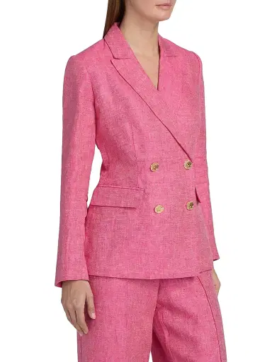 Elie Tahari Women's The Kenna Double-Breasted Linen Blazer - Plum Rose - Size 10 | Thumbnail 4 Elie Tahari Women's The Kenna Double-Breasted Linen Blazer - Plum Rose - Size 10 | Thumbnail 4