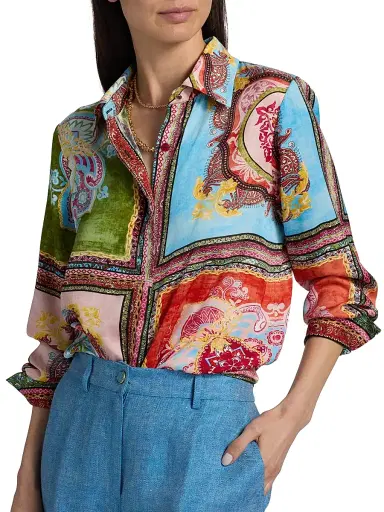 Elie Tahari Women's The Johanna Kaleidoscope Printed Silk-Blend Blouse - Kaleidoscope - Size XL | Thumbnail 6 Elie Tahari Women's The Johanna Kaleidoscope Printed Silk-Blend Blouse - Kaleidoscope - Size XL | Thumbnail 6