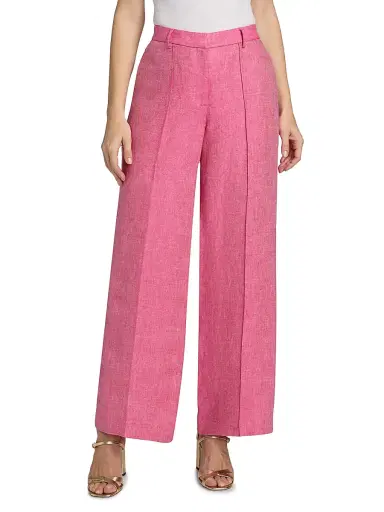 Elie Tahari Women's The Kenna Linen Wide-Leg Trousers - Plum Rose | Thumbnail 3 Elie Tahari Women's The Kenna Linen Wide-Leg Trousers - Plum Rose | Thumbnail 3