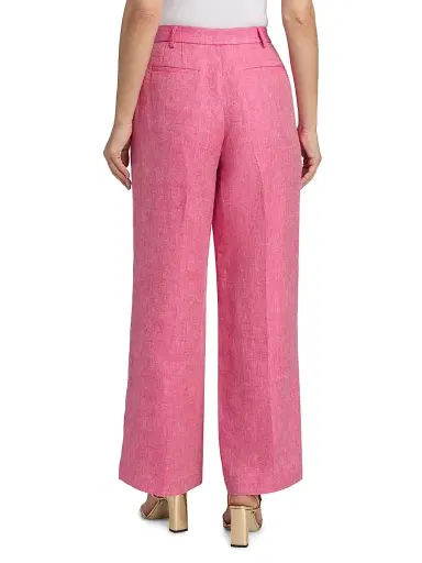 Elie Tahari Women's The Kenna Linen Wide-Leg Trousers - Plum Rose | Thumbnail 5 Elie Tahari Women's The Kenna Linen Wide-Leg Trousers - Plum Rose | Thumbnail 5
