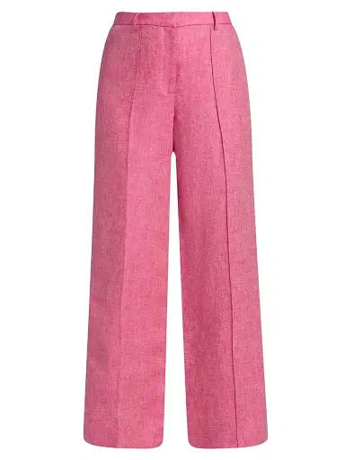Elie Tahari Women's The Kenna Linen Wide-Leg Trousers - Plum Rose | Thumbnail 1 Elie Tahari Women's The Kenna Linen Wide-Leg Trousers - Plum Rose | Thumbnail 1