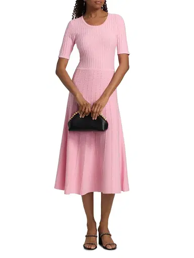 Elie Tahari Women's The Carla Pointelle-Knit Sweaterdress - Rose Veil - Size XL | Thumbnail 2 Elie Tahari Women's The Carla Pointelle-Knit Sweaterdress - Rose Veil - Size XL | Thumbnail 2