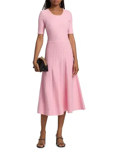 Elie Tahari Women's The Carla Pointelle-Knit Sweaterdress - Rose Veil - Size XL | Thumbnail 3 Elie Tahari Women's The Carla Pointelle-Knit Sweaterdress - Rose Veil - Size XL | Thumbnail 3