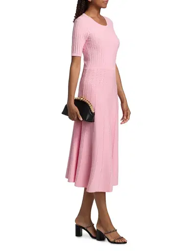 Elie Tahari Women's The Carla Pointelle-Knit Sweaterdress - Rose Veil - Size XL | Thumbnail 4 Elie Tahari Women's The Carla Pointelle-Knit Sweaterdress - Rose Veil - Size XL | Thumbnail 4