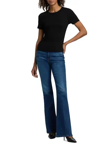 Veronica Beard Women's Pruitt Rib-Knit Cotton-Blend T-Shirt - Black - Size Large | Thumbnail 2 Veronica Beard Women's Pruitt Rib-Knit Cotton-Blend T-Shirt - Black - Size Large | Thumbnail 2