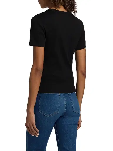 Veronica Beard Women's Pruitt Rib-Knit Cotton-Blend T-Shirt - Black - Size Large | Thumbnail 5 Veronica Beard Women's Pruitt Rib-Knit Cotton-Blend T-Shirt - Black - Size Large | Thumbnail 5