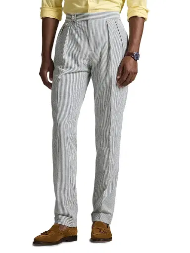 Polo Ralph Lauren Men's Pinstriped Cotton Seersucker Pleated-Front Pants | Thumbnail 3 Polo Ralph Lauren Men's Pinstriped Cotton Seersucker Pleated-Front Pants | Thumbnail 3