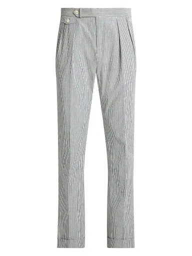 Polo Ralph Lauren Men's Pinstriped Cotton Seersucker Pleated-Front Pants | Thumbnail 1 Polo Ralph Lauren Men's Pinstriped Cotton Seersucker Pleated-Front Pants | Thumbnail 1