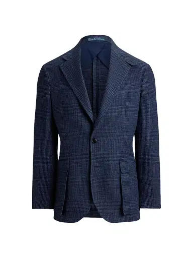 Polo Ralph Lauren Men's Glen Checked Linen Single-Breasted Blazer | Thumbnail 1 Polo Ralph Lauren Men's Glen Checked Linen Single-Breasted Blazer | Thumbnail 1